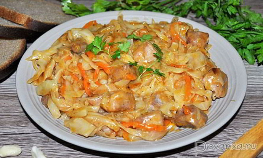 Рецепт рагу из свинины с тушеной капустой