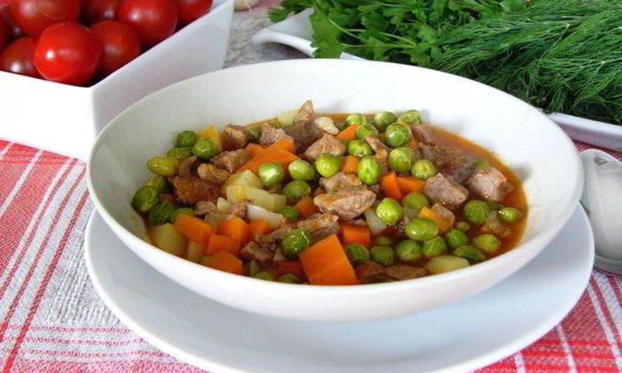 Рецепт рагу из зеленого горошка с мясом