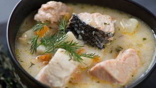 Рагу с лососем и треской