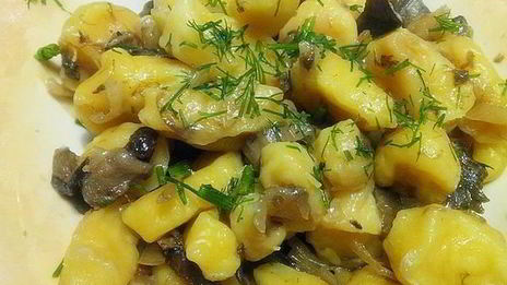 тыквенные галушки с грибным рагу