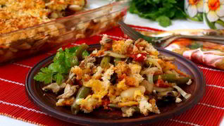 Запеченное рагу из фасоли с шампиньонами