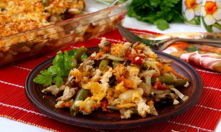 Рецепт запеченное рагу из фасоли с шампиньонами