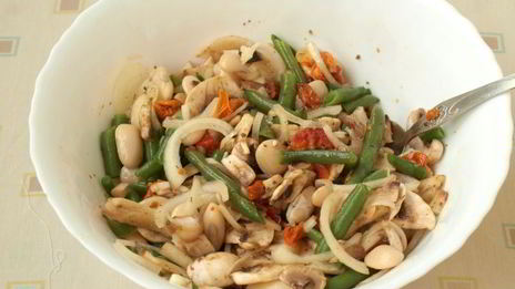 запеченное рагу из фасоли с шампиньонами