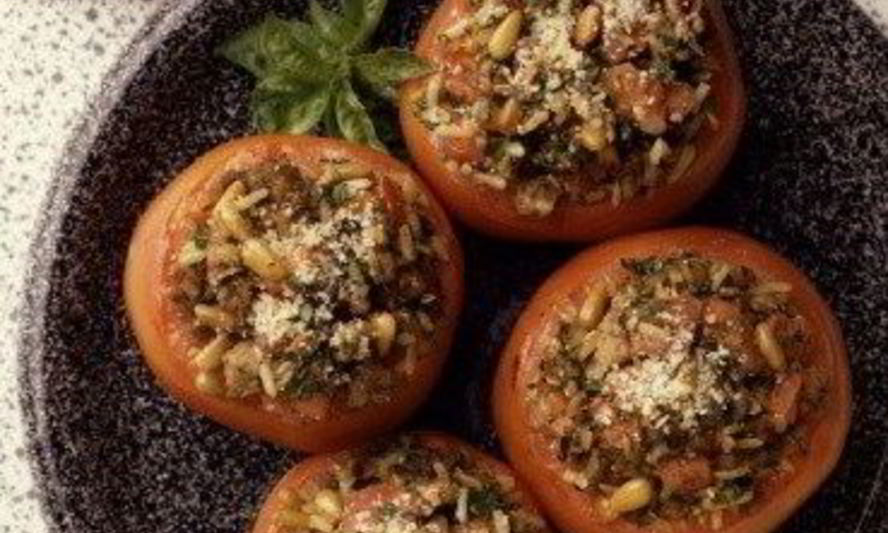 Рецепт итальянские, фаршированные ризотто помидоры с шафраном и базиликом