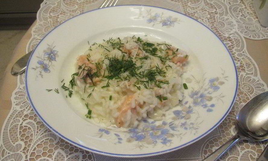 Рецепт изысканное ризотто с лососем