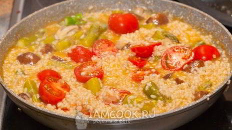 постное ризотто со спаржей и шампиньонами