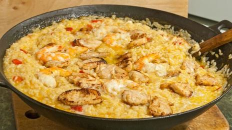 ризотто с индейкой и креветками