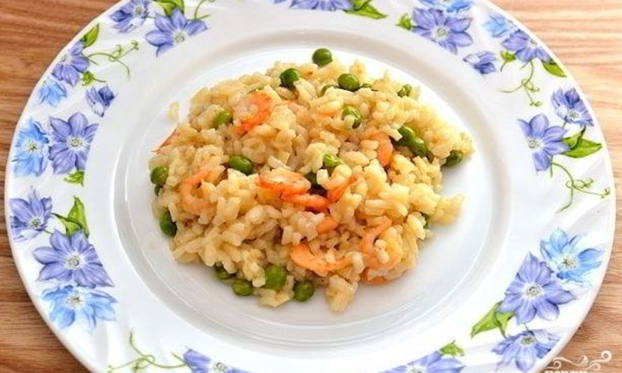 Рецепт ризотто с креветками и горошком