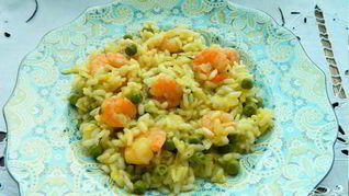 Ризотто с креветками и сливками