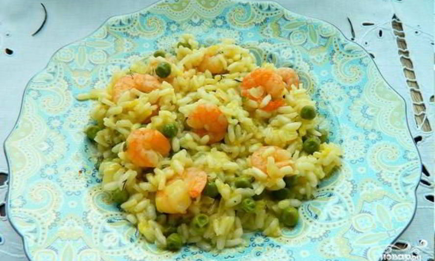 Рецепт ризотто с креветками и сливками