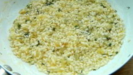 ризотто с креветками и сливками