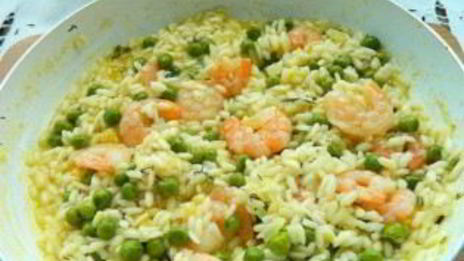 ризотто с креветками и сливками