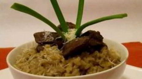 ризотто с куриной печенью