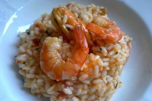 Ризотто с мидиями и креветками