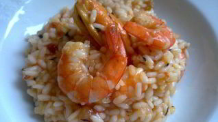 Ризотто с мидиями и креветками