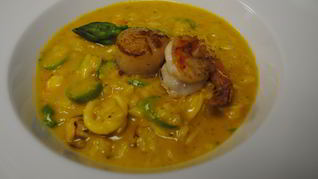 Ризотто с морепродуктами и спаржей