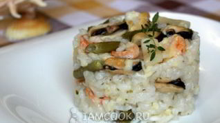 Ризотто с морепродуктами и стручковой фасолью
