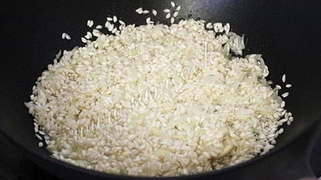 ризотто с морепродуктами и стручковой фасолью