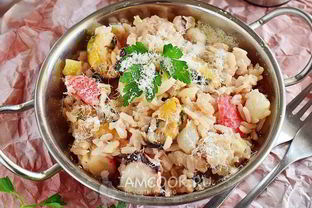 Ризотто с морепродуктами в сливочном соусе