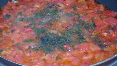 ризотто с помидорами и базиликом