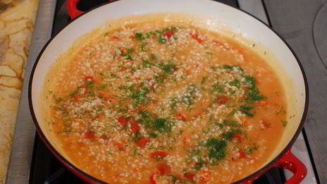 ризотто с раковыми шейками