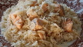 Ризотто с семгой и белым вином