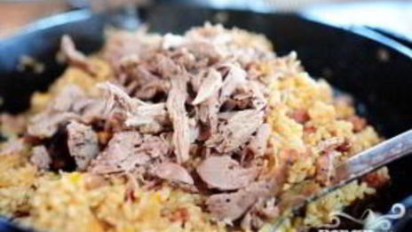 ризотто с уткой и ветчиной