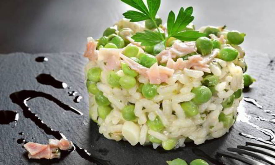 Рецепт ризотто с зеленым горошком и ветчиной