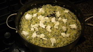 Ризотто со шпинатом и козьим сыром