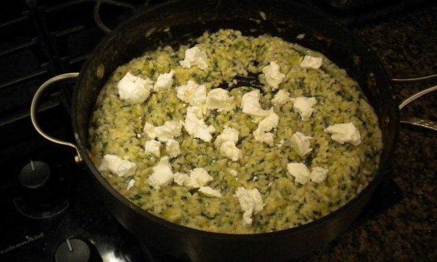 Рецепт ризотто со шпинатом и козьим сыром