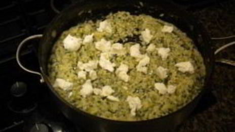 ризотто со шпинатом и козьим сыром