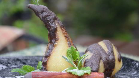 ризотто со свеклой и стейками