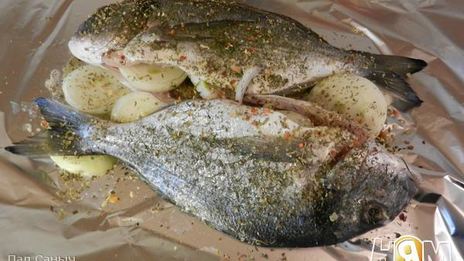 дорада с запеченым картофелем