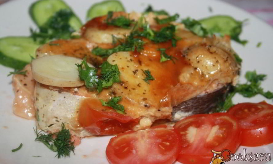 Рецепт форель, запеченная в духовке с молодым картофелем