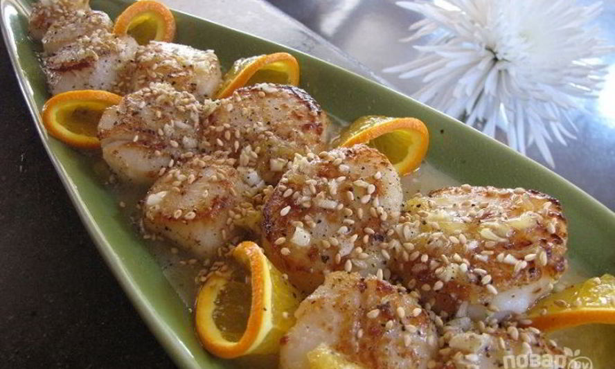 Рецепт морские гребешки в кунжуте