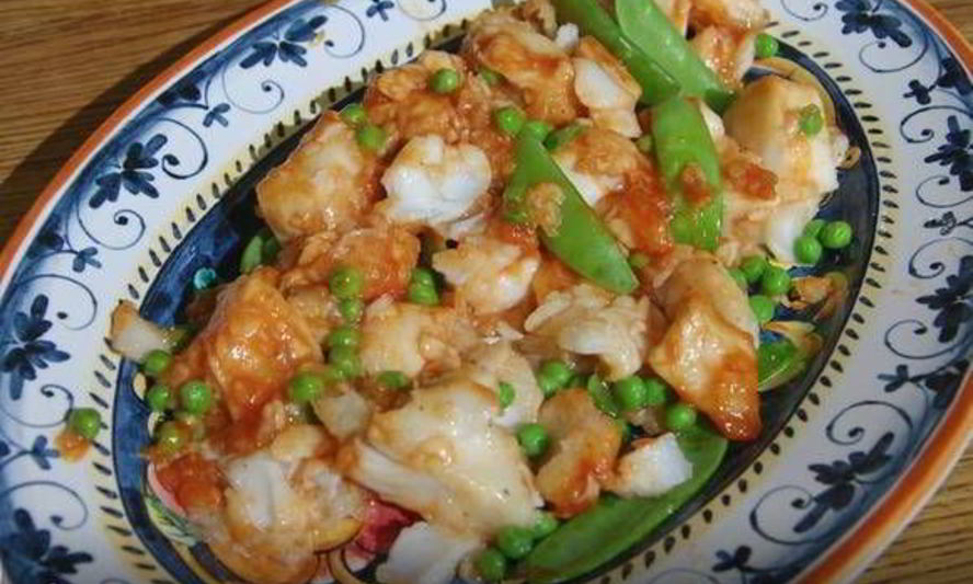 Рецепт палтус с зеленым горошком в ананасовом соусе