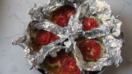 треска с овощами в фольге