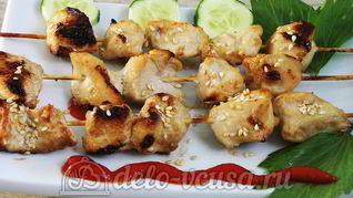 Куриные шашлычки на шпажках