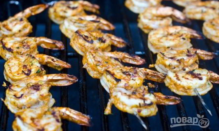 Рецепт шашлычки из креветок на гриле