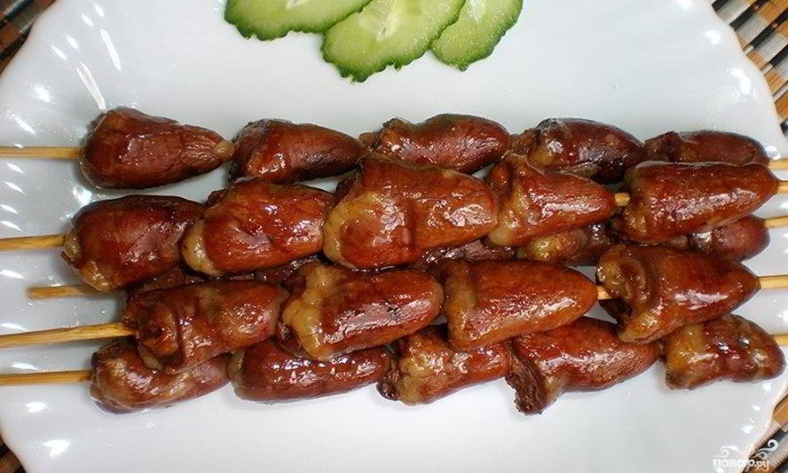 Рецепт шашлычки из куриных сердечек на шпажках в духовке