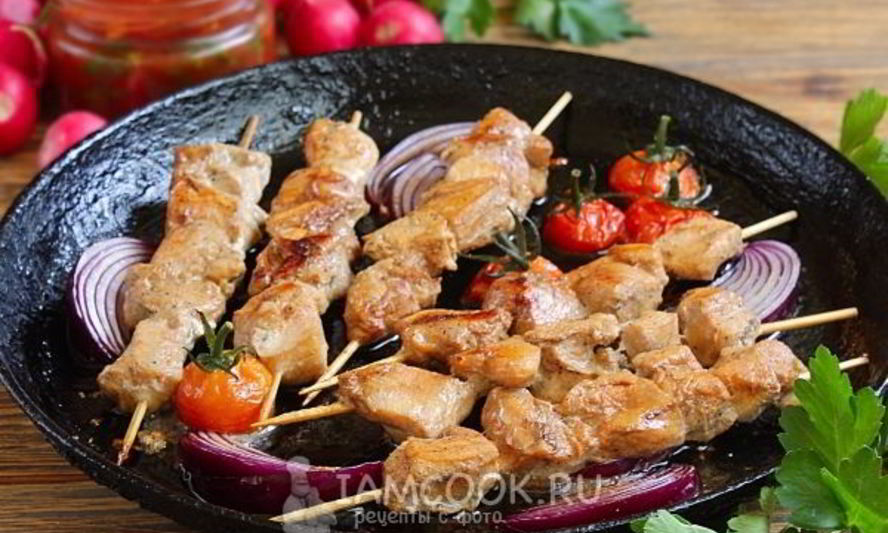 Рецепт шашлык из курицы на сковороде