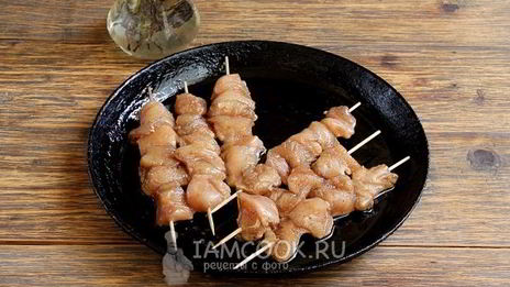 шашлык из курицы на сковороде