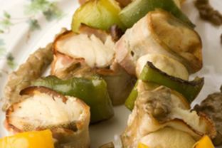 Шашлык из рыбы с грибами