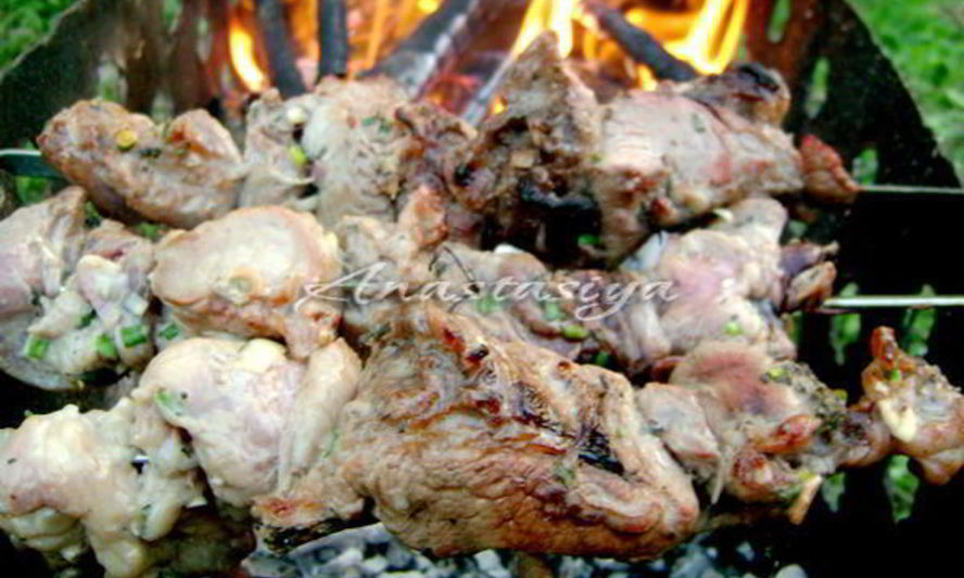 Рецепт шашлык из свинины в кефире с зеленым луком
