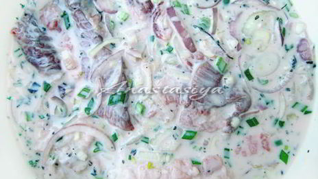 шашлык из свинины в кефире с зеленым луком