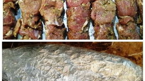 шашлык из свиной вырезки с 4 закусками