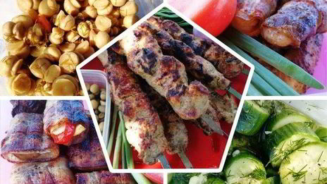 шашлык из свиной вырезки с 4 закусками