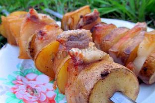 Шашлык с салом и картошкой