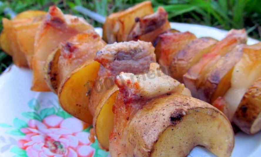 Рецепт шашлык с салом и картошкой