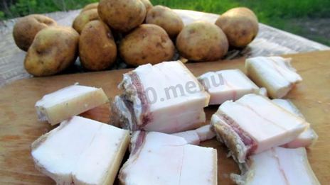 шашлык с салом и картошкой